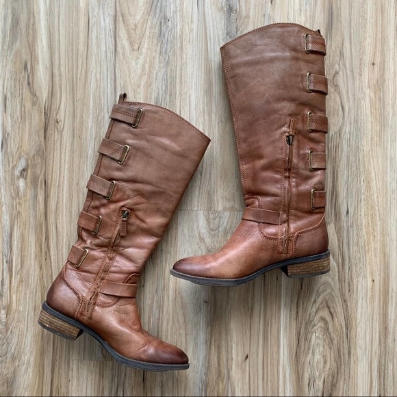 ARTURO CHIANG Brown Leather Tall Heeled Boots - Size 7 - Picture 3 of 11